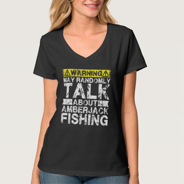 T-shirt Avertissement Peut Parler de Pêche   Sériole (Devant)