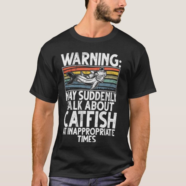 T-shirt Avertissement Peut Parler Soudainement De Poisson- (Devant)