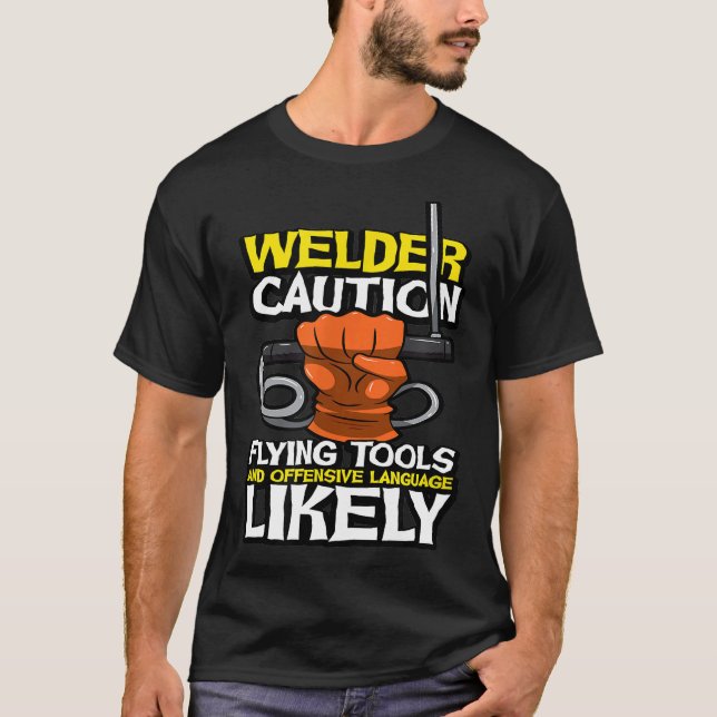 T-shirt Avertissement Soudure, Outils Volants Et Langage C (Devant)