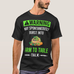 T-shirt Avertissement Vert De La Ferme À La Table