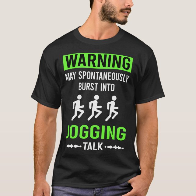 T-shirt Avertissement Vert Jogging Jog Jogger (Devant)