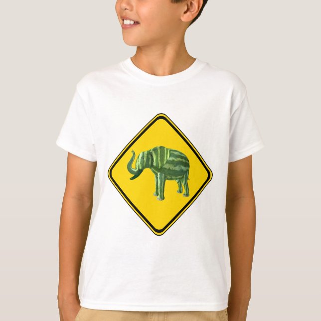 T-shirt Avertissement : Watermelon Elephant Crossing ! (Devant)