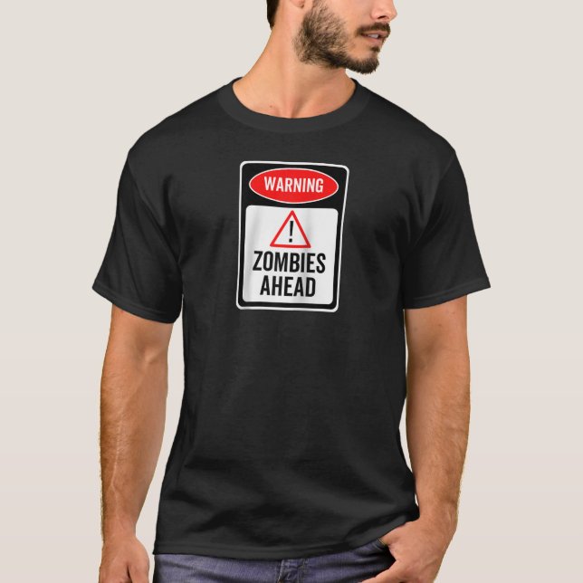 T-shirt Avertissement Zombies devant Halloween Undead Funn (Devant)