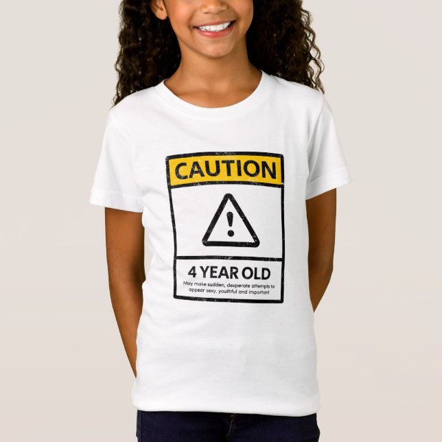T-Shirt AVERTISSEZ chemise de 4 la 4ème d'anniversaire (Devant)