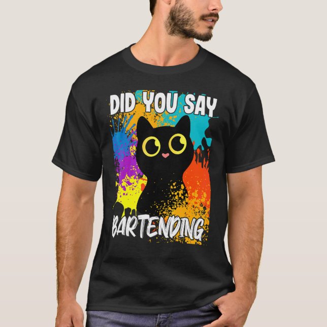 T-shirt Avez-Vous Dit Barman Chat Noir (Devant)