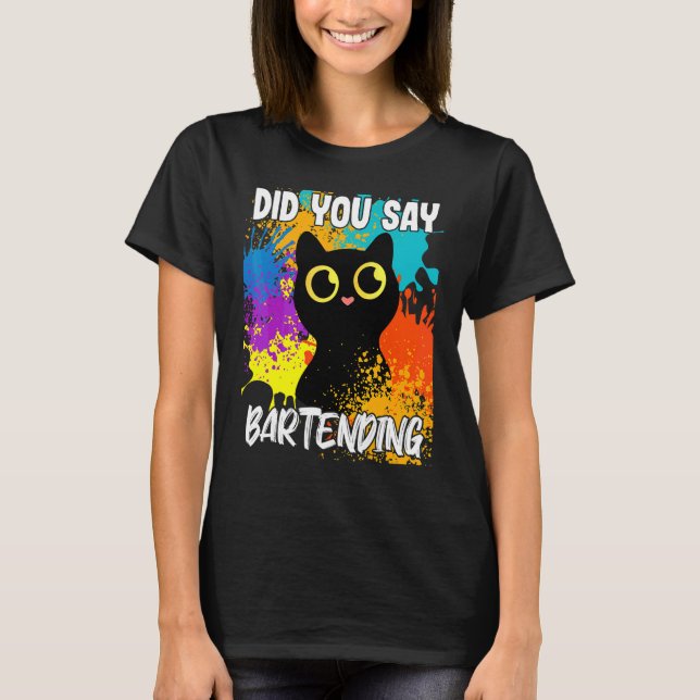 T-shirt Avez-Vous Dit Barman Chat Noir (Devant)