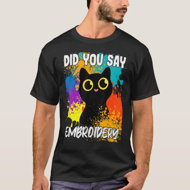 T-shirt Avez-Vous Dit Broderie Chat Noir (Devant)