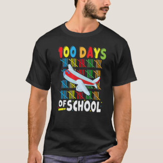 T-shirt Avion 100 jours d'école pour les enseignants garço