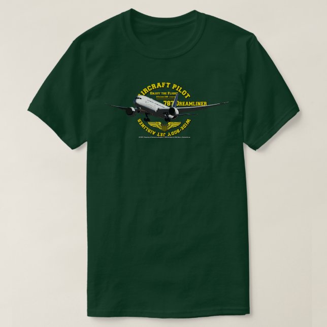 T-shirt Avion 787 Dreamliner Pilot (Design devant)