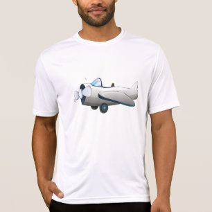 T-shirt Avion à hélice de dessin animé blanc style rétro v
