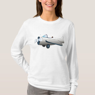 T-shirt Avion à hélice de dessin animé blanc style rétro v
