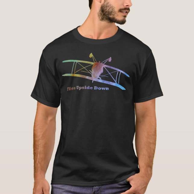 T-shirt Avion à l'envers de cascade de mouches (Devant)