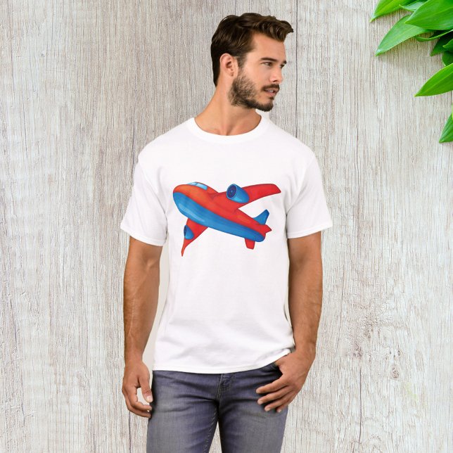 T-shirt Avion à réaction coloré rouge et bleu (Créateur téléchargé)
