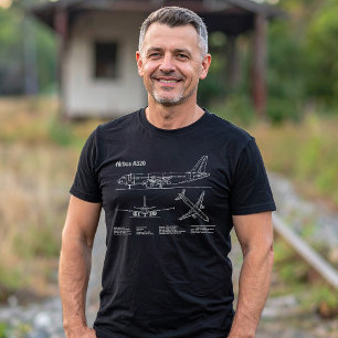T-shirt Avion Airbus A320 en dessin de plan directeur PD