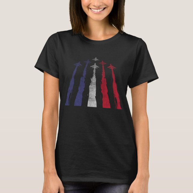 T-shirt Avion American Flag USA Aviation 4 juillet (Devant)