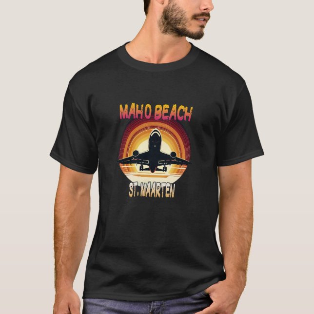T-shirt Avion au coucher du soleil de Maho Beach (Devant)