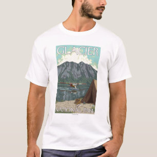 T-shirt Avion de Bush et pêche - parc national de glacier,