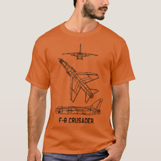T-shirt Avion de chasse à réaction américain F8 Croisés Bl