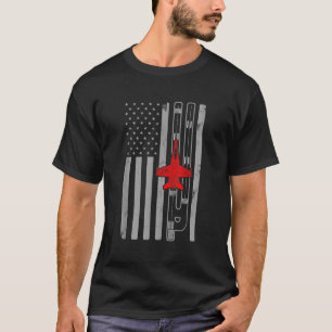 T-shirt Avion de chasse F18 Hornet Fighter Jet Drapeau amé