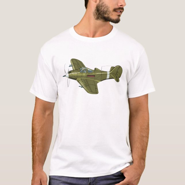 T-shirt Avion de chasseur rétro-dessiné (Devant)