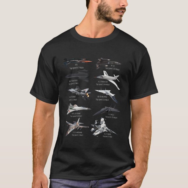 T-shirt Avion De Combat À Jet Le Plus Rapide Des Militaire (Devant)