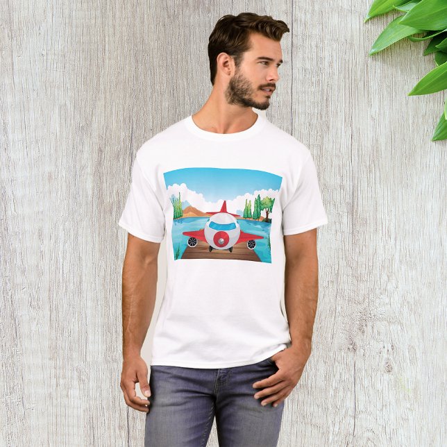 T-shirt Avion de dessin sur Lake Dock Amusement Travel Adv (Créateur téléchargé)