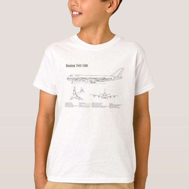 T-shirt Avion de ligne 747 - Plan de dessin de plan d'avio (Devant)