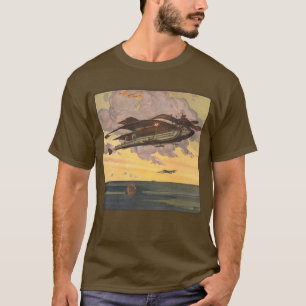T-shirt Avion de ligne hydravion de science-fiction vintag