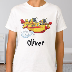 T-shirt Avion de lutte contre l'incendie de dessin animé m