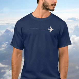 T-shirt avion de voyage avec ligne pointillée