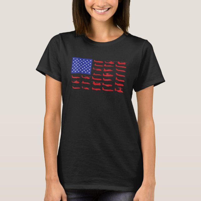 T-shirt Avion pilote avion American Flag Plane (Devant)