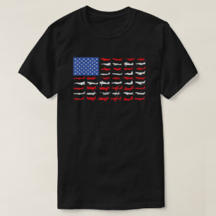 T-shirt Avion pilote Avion American Flag Plane Aviation