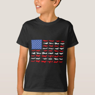 T-shirt Avion pilote Avion American Flag Plane Aviation