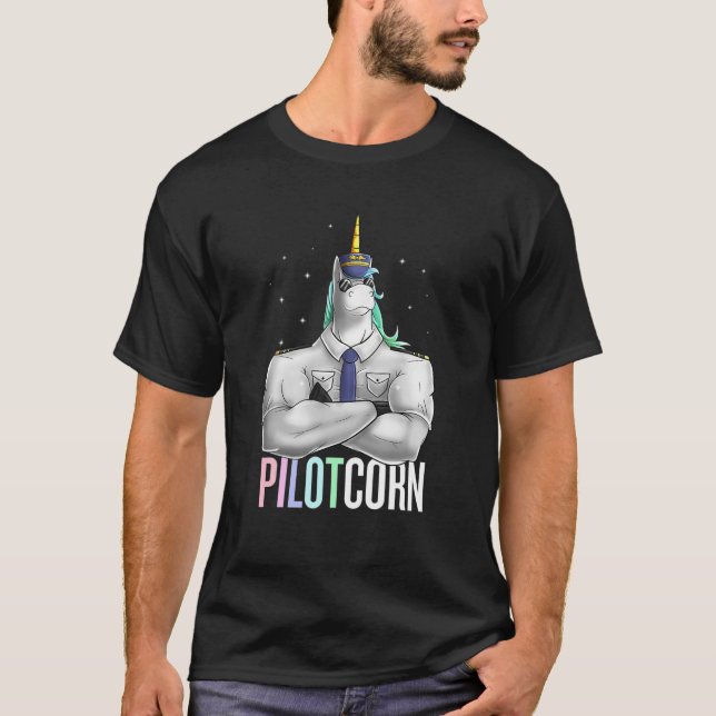 T-shirt Avion pilote Unicorne Avion pilote Pilotcorn Aviat (Devant)