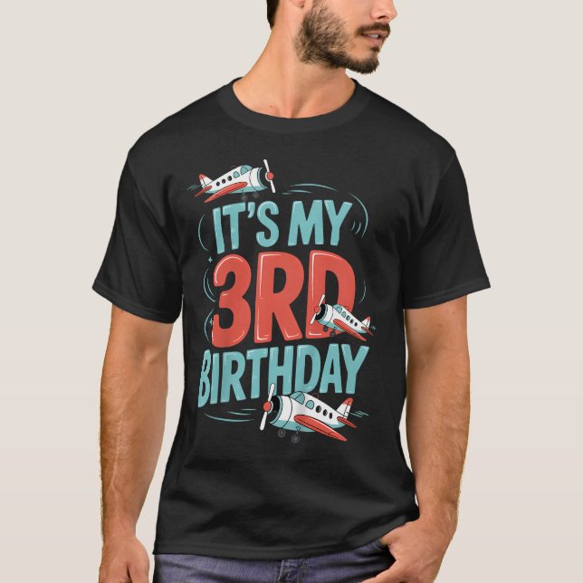 T-shirt avion pour garçon de 3 ans pour anniversai (Devant)