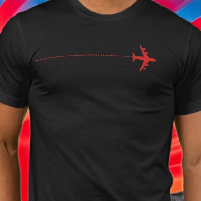 T-shirt Avion rouge avec ligne pointillée Noir (Créateur téléchargé)