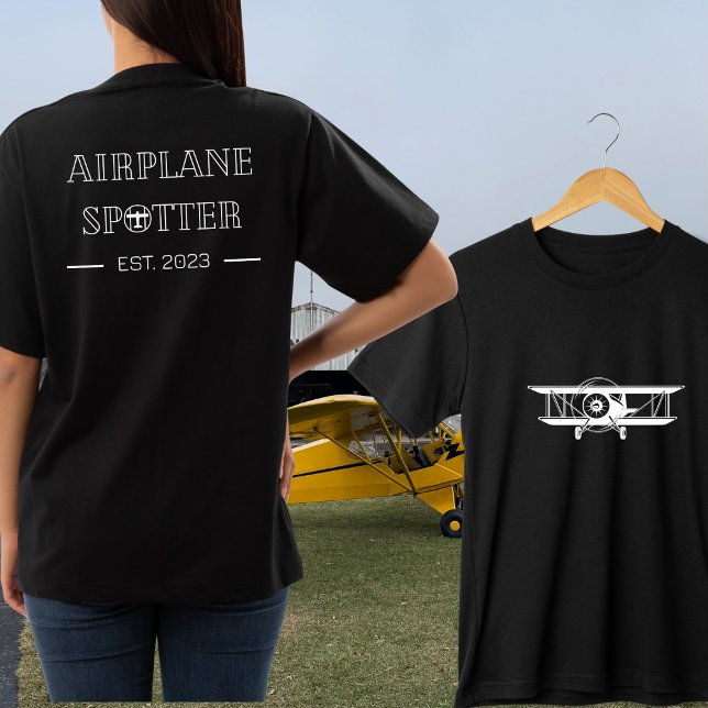 T-shirt Avion Spotter Est. Année personnalisée (Créateur téléchargé)