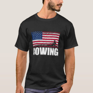 T-shirt Aviron Sports Retro American Flag USA America Bate