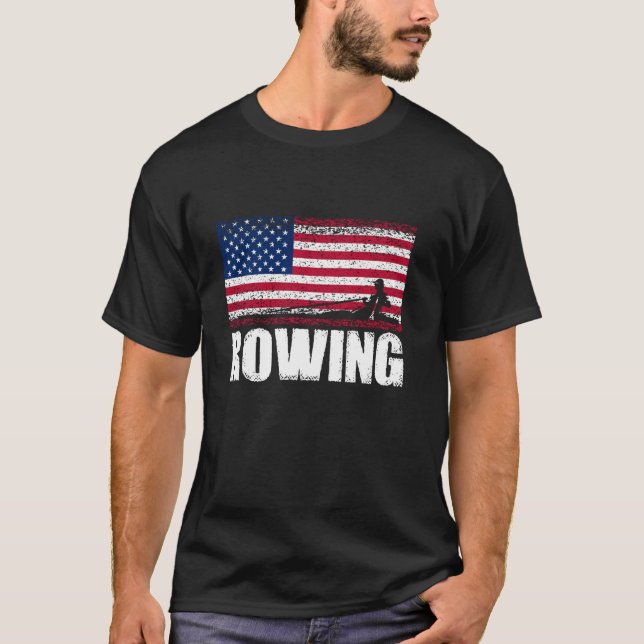 T-shirt Aviron Sports Retro American Flag USA America Bate (Devant)