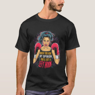 T-shirt Avis de crochet gauche Boxe femme plaisir arts mar