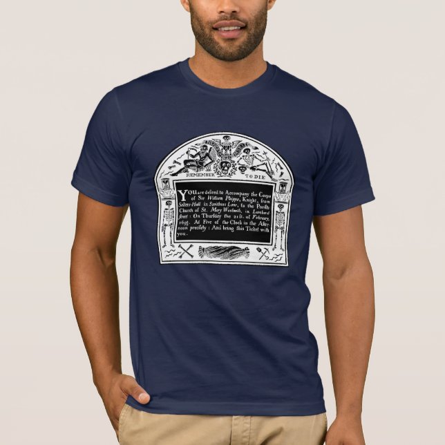 T-shirt Avis de décès anglais élégant du 18e siècle (Devant)