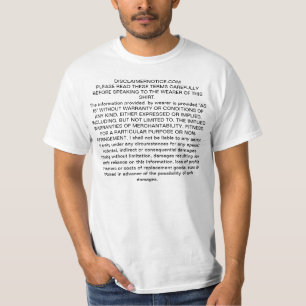 T-shirt avis de déni de responsabilité pour l'usage