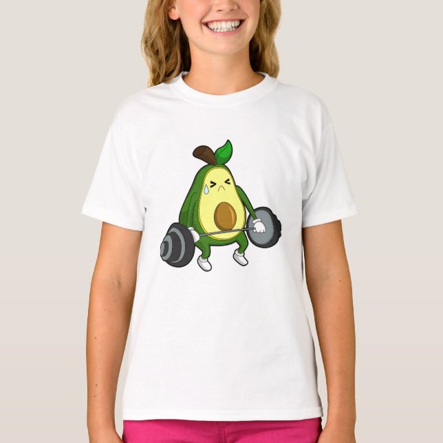 T-shirt Avocado à Fitness avec Barbell (Devant)