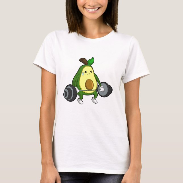 T-shirt Avocado à Fitness avec Barbell (Devant)