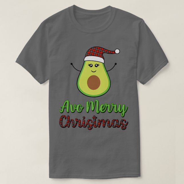 T-shirt Avocado Avo Joyeux Noël Plaid Santa Hat Tet Ve (Design devant)