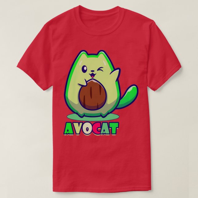 T-shirt Avocado Cute cat AvoCat (Design devant)