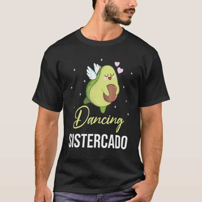 T-shirt Avocado Dove Flying Happy Day Me Dancing Sistercad (Devant)