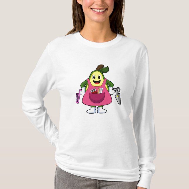 T-shirt Avocado en coiffeur avec ciseaux et comb (Devant)
