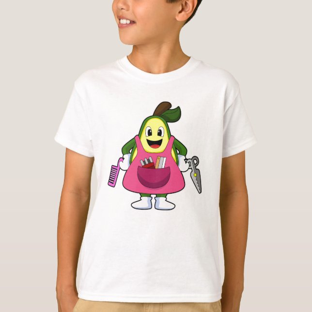 T-shirt Avocado en coiffeur avec ciseaux et comb
