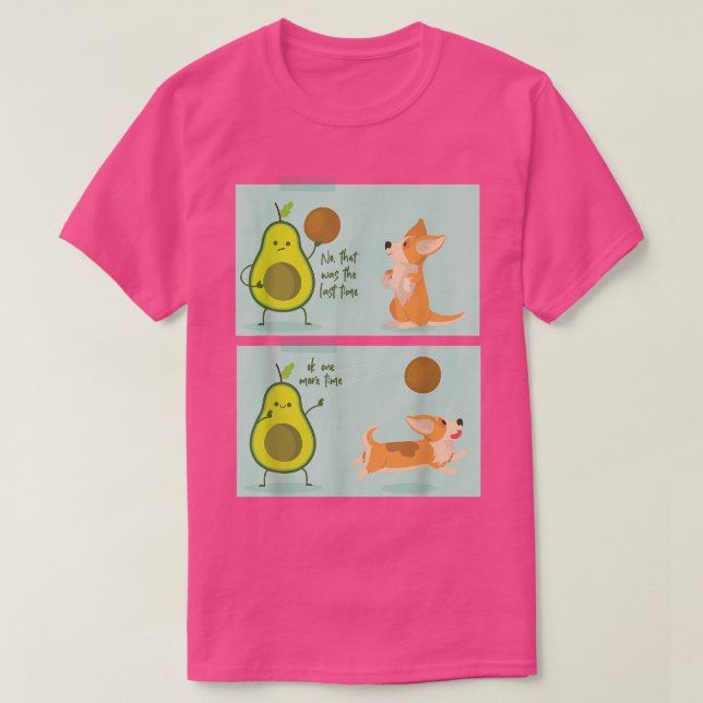 T-shirt Avocado Et Corgi Jouer Récupérer (Design devant)